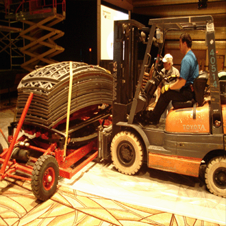 If you need our Globe on Stage, we will require a Forklift operator to place it up on the stage